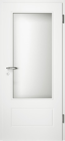Weiße gefräste Tür Chello 41 mit großem Glaseinsatz (Chello-41-LA)