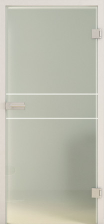 Blickdichte Innentür aus grünlichem Glas mit weißen waagerechten Linien( Lines LD 589TwoSides basic-green)