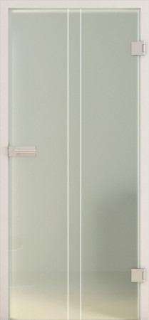Blickdichte Innentür aus grünlichem Glas mit weißen senkrechten Linien (Lines LD 653 TwoSides basic-green)